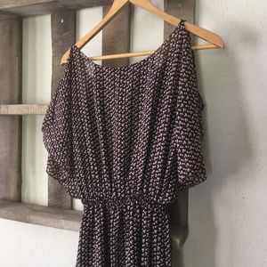 Max Studio brown polka dot dress shark bite hem